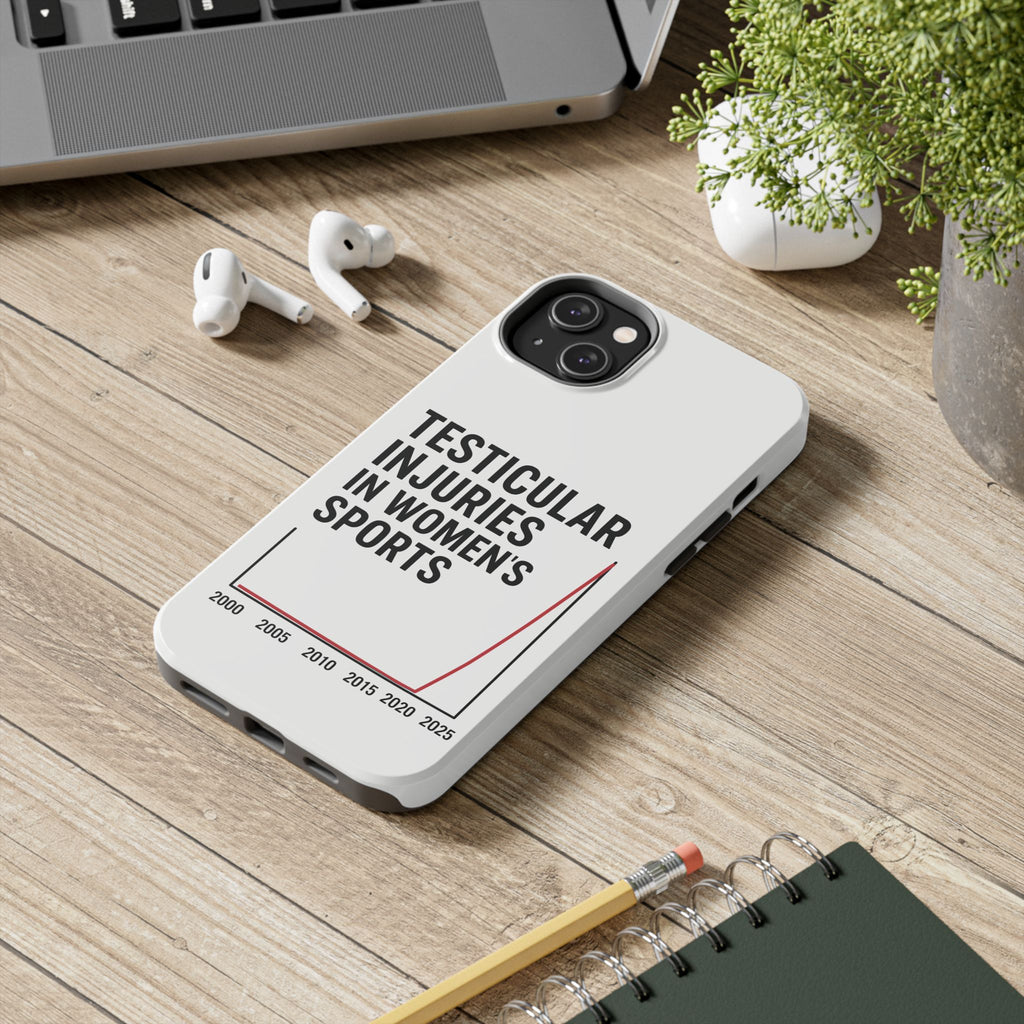 Testicular Injuries in Women's Sports Phone Case - White