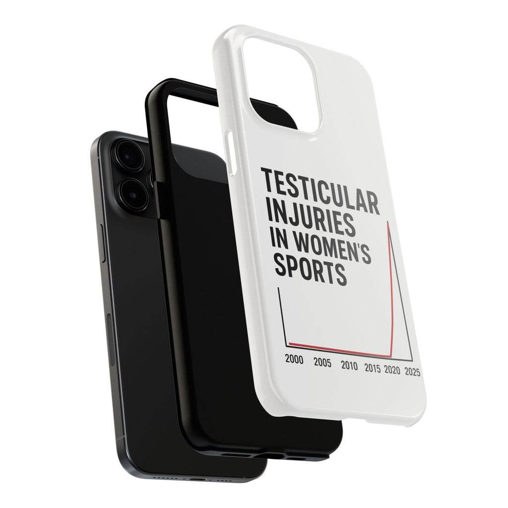 Testicular Injuries in Women's Sports Phone Case - White