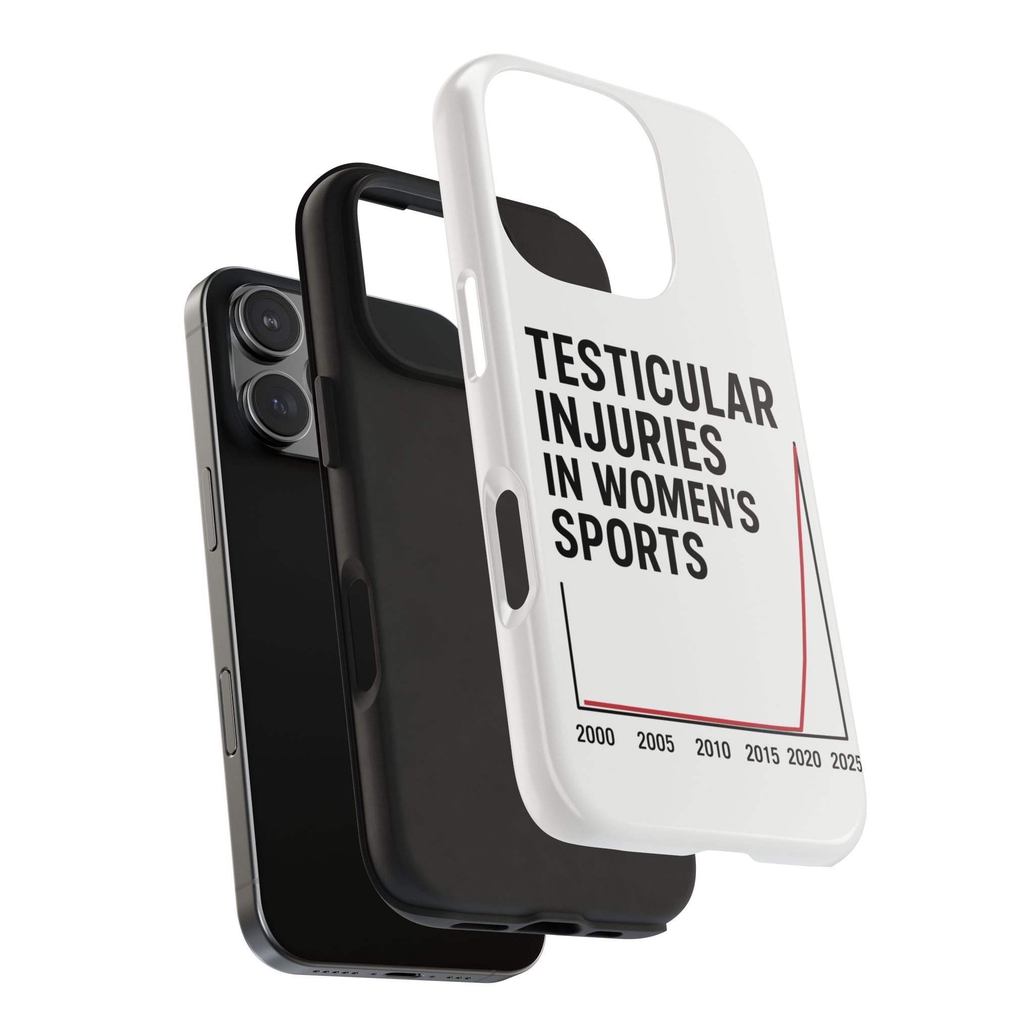 Testicular Injuries in Women's Sports Phone Case - White