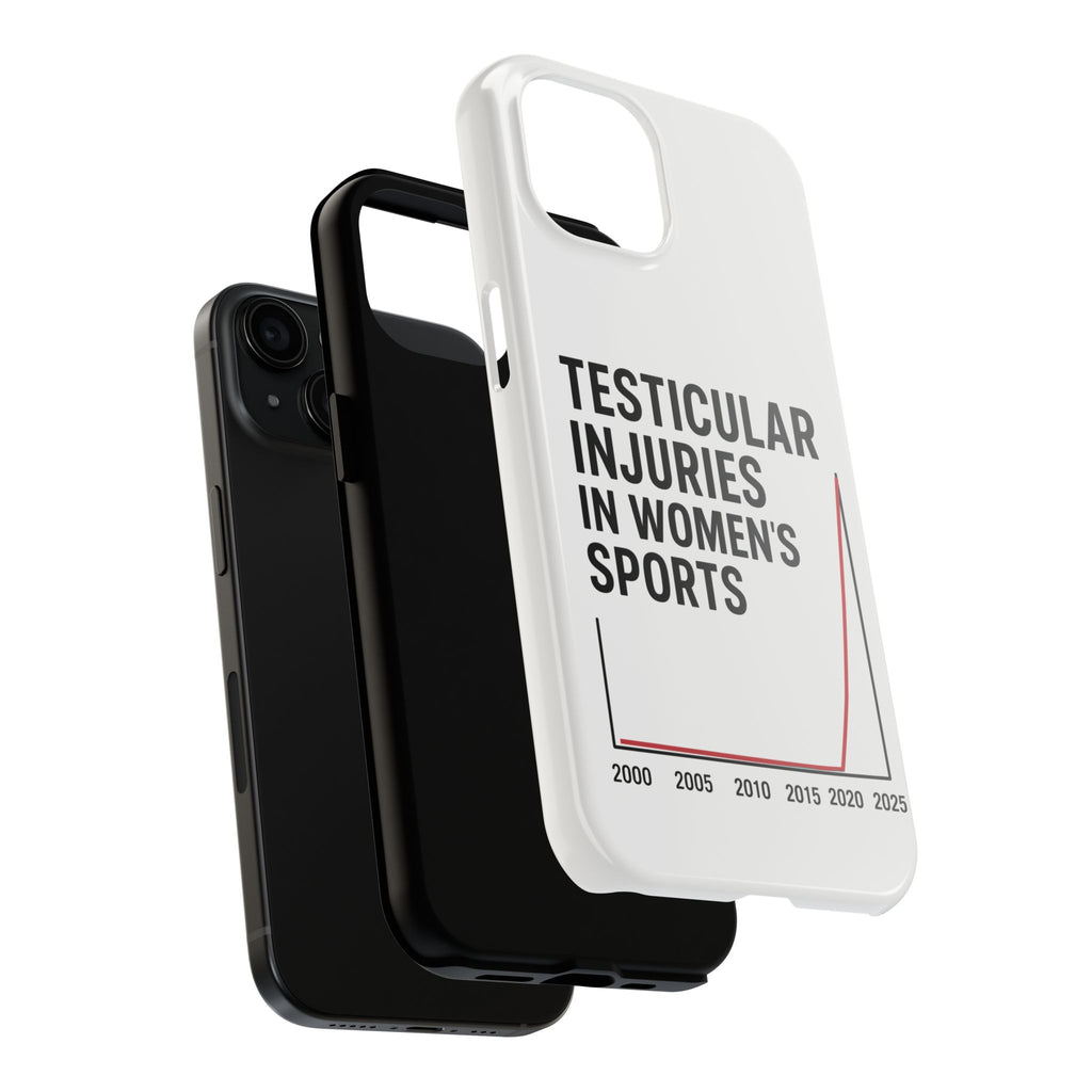 Testicular Injuries in Women's Sports Phone Case - White